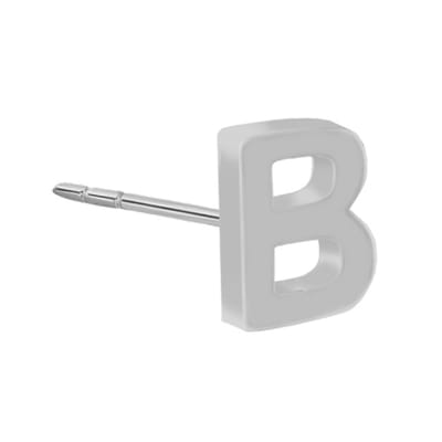 New Bling 9NB-908B - Zilveren oorsteker Letter B – Rhodium Plated – 4 mm – Per Stuk