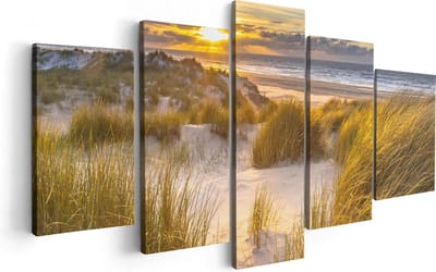 Artaza Canvas Schilderij Vijfluik Strand En Duinen Tijdens Zonsondergang - 100x50 - Foto Op Canvas - Canvas Print