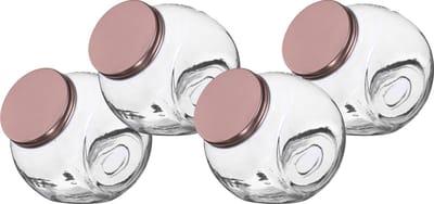 Urban Living Snoeppot/voorraadpot - 4x - 1,6L - glas - met koperen deksel