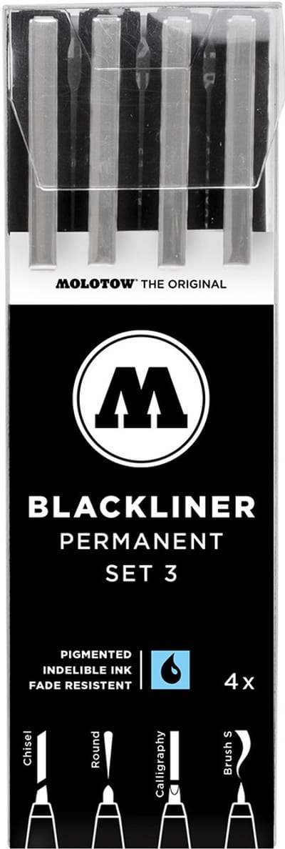 Molotow Blackliner - Set 3 - Set van 4 stuks - Zwart