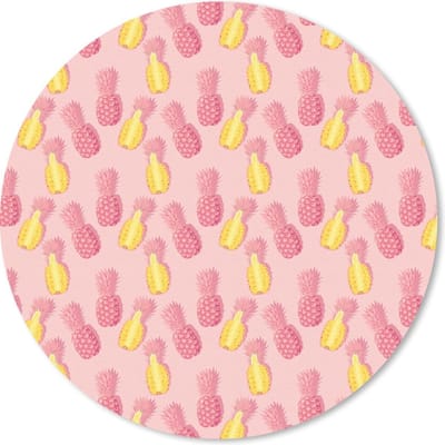 Muismat rond 20x20 cm - Mousepad Zomer - Ananassen - Patronen - Roze - Ronde muismatten