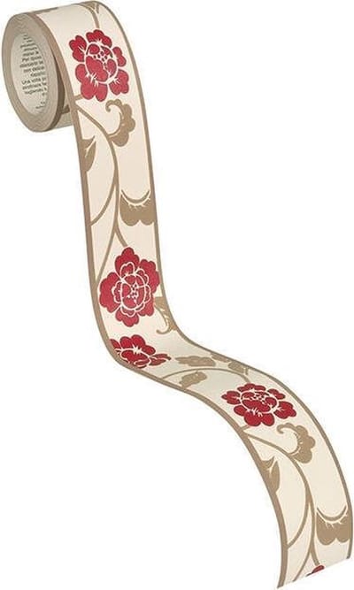 MODERNE BLOEMEN BEHANGRAND | Zelfklevend - beige bruin rood - A.S. Création Only Borders 11