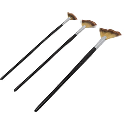 3 Stuks Fan Verfkwast Set Lange Steel Zachte Haren Goede Taaiheid Fanvormige Nylon Haar Verfkwast black