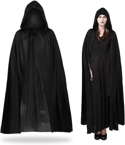 Zwarte Cape met Kap voor Volwassenen, Lange Vampier Kostuum voor Halloween, Cosplay en Feestjes