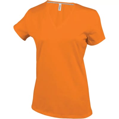 Kariban Dames T-shirt V-hals Korte Mouwen K381 - orange - M