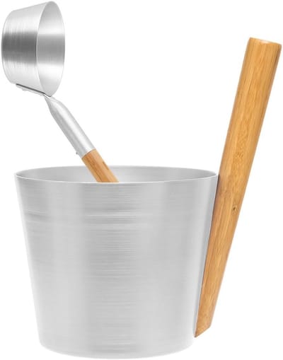 Stijlvolle Sauna Emmer met Lepel - Aluminium Naturel 5L
