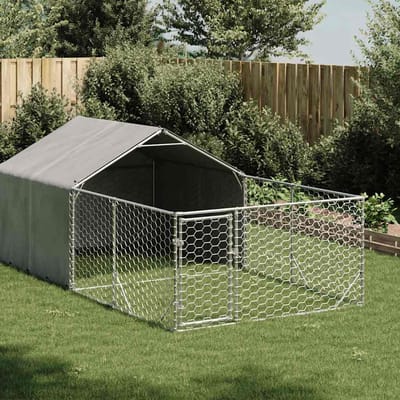 vidaXL - Hondenkennel - met - ren - 4x2x1,5 - m - gegalvaniseerd - staal