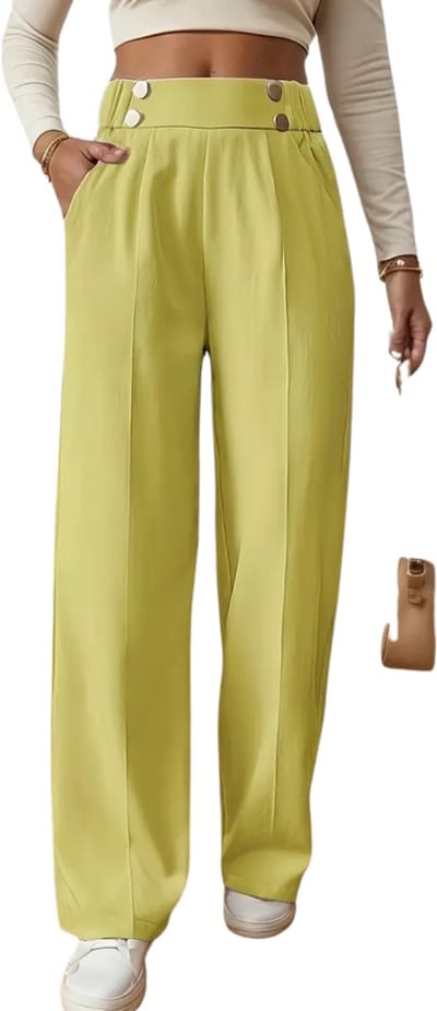 Livano Pantalon Dames - Chino - Golfbroek - Nette Broek - Met Elastische Tailleband - Volwassenen - Geel - S