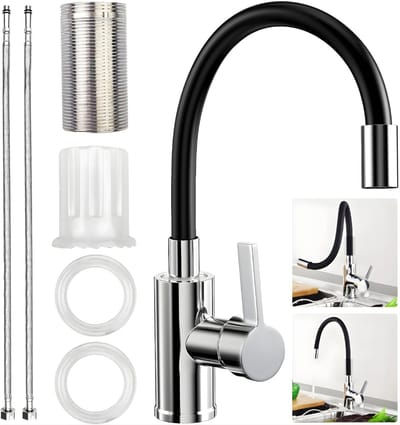 DnA® Keukenkraan - Keukenkraan Met Uittrekbare Uitloop - Keukenkraan Zwart - Keukenkraan Wandmontage - Keukenkraan Grohe - Zwart - ‎28cm x 18cm x 6cm
