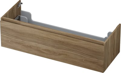 INK® wastafelonderkast 1 lade greeploos met houten keerlijst 120x45x35cm, zuiver eiken