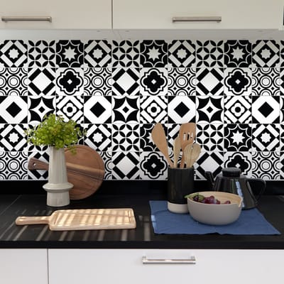 Zelfklevende tegelmuurstickers voor keuken en badkamer - 9 cementtegelstickers (AZULEJOS GIAVINO) - 9 stickers 10x10cm