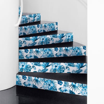 Zelfklevende stickers voor traptreden en stootborden - TROPICAL SANTOS - 2 stroken van 12,5 x 87,5 cm