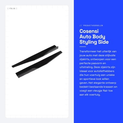 Dailygoods- Side Rok Zwart Glanzend - 2 Stuks - ABS Materiaal - Verstelbare Lengte - Auto Achterzijde - Eenvoudig Te Bevestigen - Zijskirts