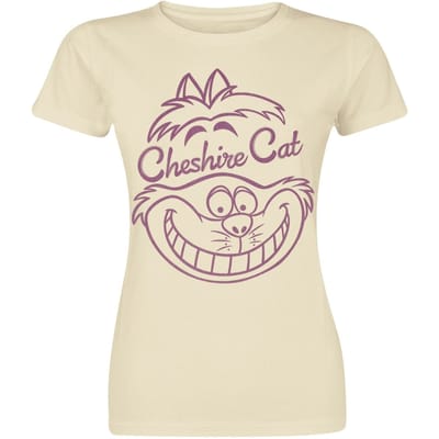 Alice in Wonderland - Disney T-shirt - Grinsekatze - Cheshire Cat Smile - S tot XXL - voor Vrouwen - ecru