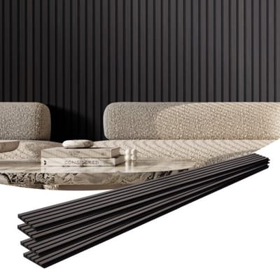 VEVOR akoestische panelen, akoestische panelen, 2400 x 200 mm, MDF accenthouten wandpanelen voor moderne binnenmuurdecoratie, imitatiehouten wandpanelen voor geluidsreductie, zwarte eik, set van 4