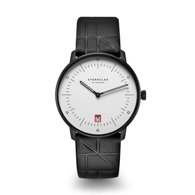 Sternglas S01-NAB15-EB09 Naos Edition Bauhaus III Heren Horloge - Saffierglas - Staal/Leer - Zwart - Ø 38 mm - Quartz - Gesp - 5 ATM (douchen)