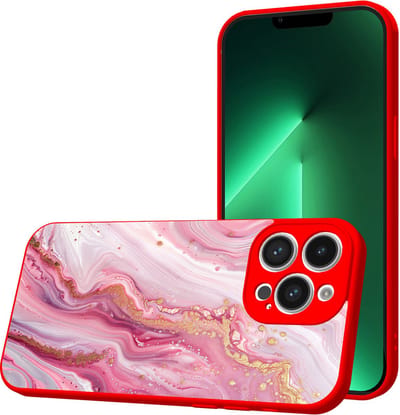 Smartphonica Telefoonhoesje Geschikt voor iPhone 13 Pro met Roze Marmer opdruk - TPU Back Cover Case Rosé Marble Design - Rood geschikt voor iPhone 13 Pro