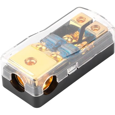 Bloc de distribution à fusibles 60A, entrée calibre 0, sortie calibre 4/8, porte-fusible Mini ANL 2 voies pour système audio de voiture, bateau beige