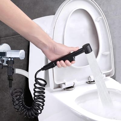 Dailygoods- Doucheslang 2m Uitschuifbaar - Flexibel - Duurzaam PU - Koperen Veer - Geschikt voor Handdouche/Bidet - Hygiënisch Gebruik - Doucheslangenset