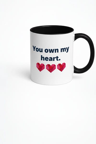 Mok 'You Own My Heart' met Stijlvolle Geometrische Hartjes - Romantisch Liefdescadeau