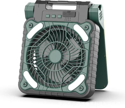 Camping Zonneventilator, Draagbare Koelventilator, Zonne- & Batterijvoeding, 5200mAh