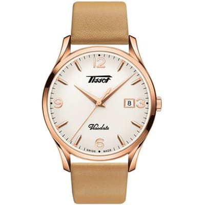 Tissot Vitesse Serie Quartz Uurwerk 30 Meter Waterbestendig Horloge 40 Mm Wit Wijzerplaat Roestvrijstalen Kast Leren Band T118.410.36.277.01 Regular Watch Box,Rose Gold Watch Case white