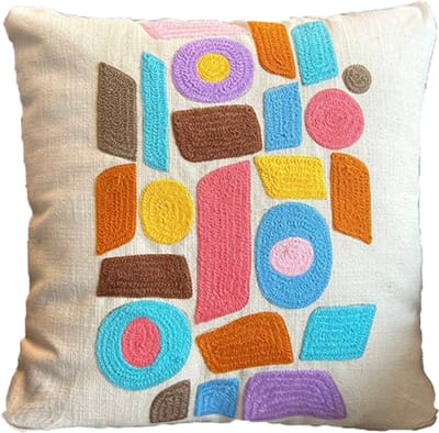 Kussenhoes 45 X 45 cm | Kussensloop | Cushion Cover | Geborduurde kussenhoes | Katoen | Wit | met rits | Wonen | Woonaccessoires | Sierkussenhoes