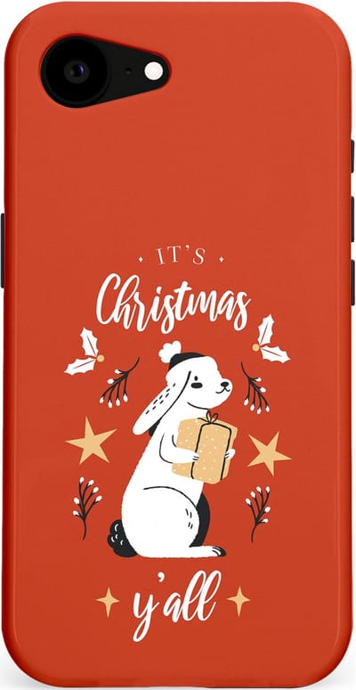 Casetastic hoesje geschikt voor Apple iPhone 16e / Apple iPhone 17e - MagSafe - Dubbellaagse bescherming - Kerst Konijntje Flappie - Fashion Case - Terracotta