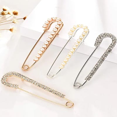Vestspelden - Broche - broche spelden - Set - 4 Stuks Zilverkleurig Voor Volwassen Vrouwen - Sierspeld, Sjaalspeld & Vestsluiting - 75mm - Materiaal -