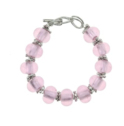 Behave - Armband - roze glaskralen - verstelbaar - romantische stijl