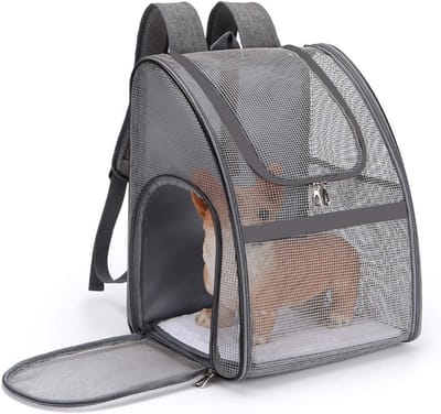 Ademende Huisdier Rugzak Lichtgewicht Draagbare Drager voor Puppy en Katten Grijs