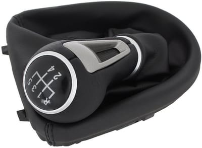 Modecar - Versnellingspook Knop - Zwarte Eco-leer - 5 Versnellingen - Met Frame