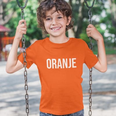 Oranje EK WK Koningsdag T-shirt Kind met tekst Oranje (3-4 jaar - MAAT 98/104) | Oranje WK Kleding Kinderen