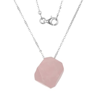 Cavill - Zilveren Halsketting 925 Sterling Rhodium - Braziliaanse Rozenkwarts 13 5 ct Fancy Kraal - Filigrain Design - Elegante Ketting voor Dames