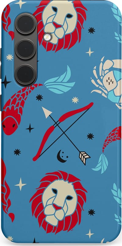Casetastic hoesje geschikt voor Samsung Galaxy S24 - Dubbellaagse bescherming - Zodiac in verbinding - Fashion Case - Petrol Bordeaux Grijs