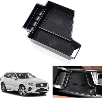 Middle Console Opbergdoos voor Volvo XC60 XC90 V60 S60 V90 S90 (2017-2023) - Armsteun Organizer en Handschoenenvak Accessoires (Zwart)
