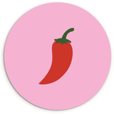 WallCircle® Wandcirkel 120x120 cm - Muurcirkel Peper - Rood - Illustratie - Muurdecoratie woonkamer - Wanddecoratie slaapkamer - Kamer decoratie accessoires - Ronde schilderijen XXL