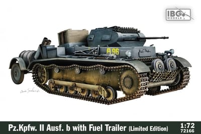 IBG Models Modelbouwpakket Militaire voertuigen - 72166 Pz.Kpfw. II Ausf. b met brandstofaanhanger - Limited Editie Plastic - 1:72 - Modelbouw