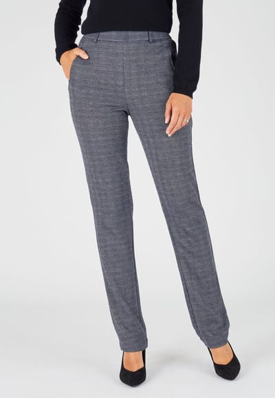 Damart - Broek pull-on van gemerceriseerd jacquard breisel - Dames - Blauw - 52