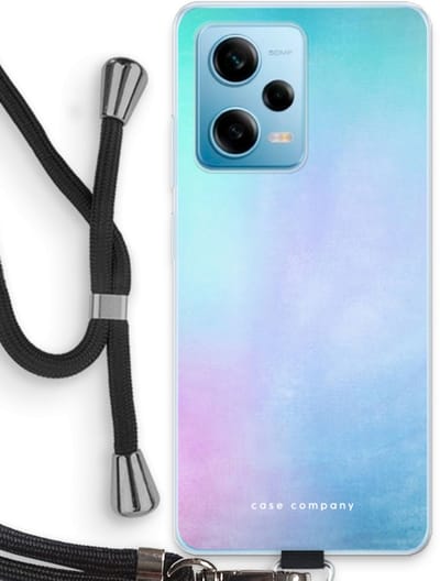 Case Company® - Hoesje met koord geschikt voor Xiaomi Redmi Note 12 Pro 5G hoesje met Koord - Mist pastel - Telefoonhoesje met Zwart Koord - Bescherming aan alle Kanten en Over de Schermrand