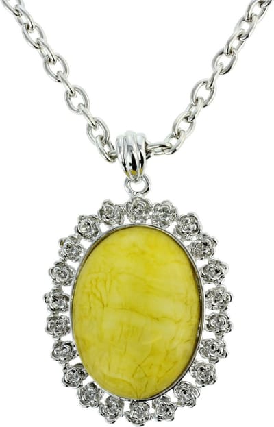 Behave Ketting met ovale hanger geel