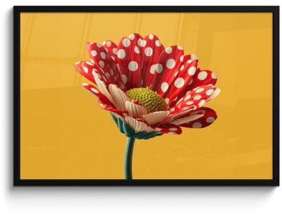 Poster in lijst - Fotolijst 90x60 cm - Posters - Bloem - Rood - Stippen - Posterlijst zwart - Decoratie - Wanddecoratie woonkamer - Muurdecoratie slaapkamer