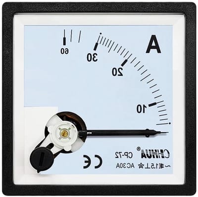 Ampèremeter Paneel - Paneelmeter Stroom - Stroom Meten - Analoog Afleesbaar - 72 x 72 mm - Grijs