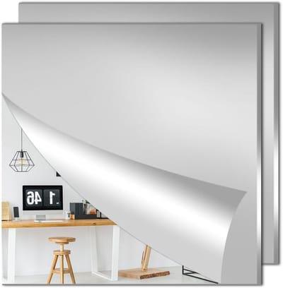 Set van 2 Zelfklevende Spiegels, Grote Wandspiegels van Kunststof, Dikke Spiegelplaten voor Thuisdecoratie (30x30cm, 2.5mm) - Ideaal voor Interieur, Creatieve Decoratie en Ruimtevergroting