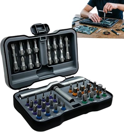 Schroevendraaierset - Handgereedschap Set - Huishoudelijke Reparatie - Ergonomische T-Handgreep - 46 Delig - Grijs