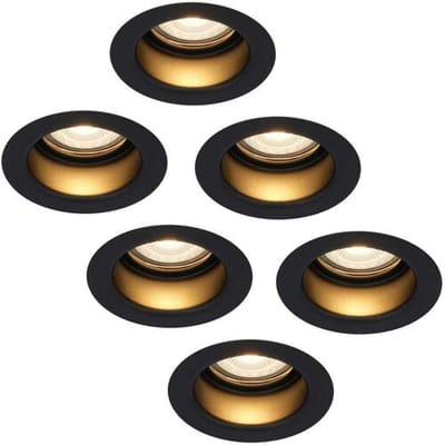 HOFTRONIC Set van 6 Mari - LED platte inbouwspots met lage inbouwdiepte - 6 Watt 570 Lumen - 2700K Warm wit - GU10 LED Module - Verzonken - Dimbaar -