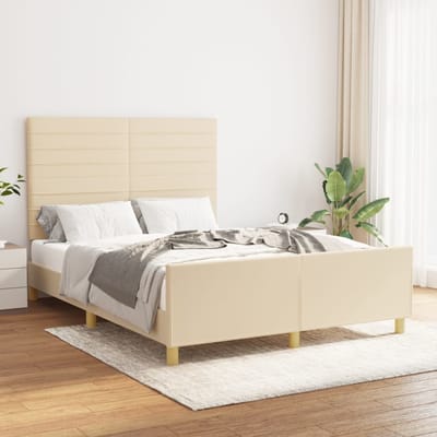 vidaXL - Bedframe - zonder - matras - stof - crèmekleurig - 140x200 - cm