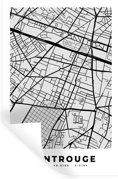 Muurstickers - Sticker Folie - Frankrijk – Montrouge – Stadskaart – Plattegrond – Kaart - 20x30 cm - Plakfolie - Muurstickers Kinderkamer - Zelfklevend Behang - Zelfklevend behangpapier - Stickerfolie
