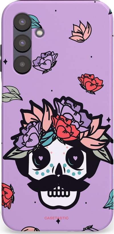 Casetastic Hoesje Geschikt voor Samsung A25 - Stijlvolle Beschermende Duo-layer Case - Schedel Snor
