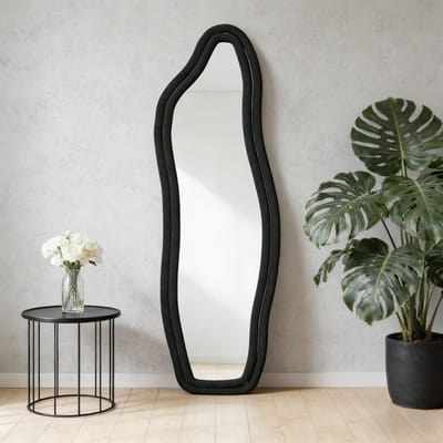 Dailygoods- Spiegel Volledig 160 x 50 cm - Staande Spiegel - Wandspiegel - Asymmetrische Gebogen Spiegel - Hoogwaardig Gehard Glas - Elegant Ontwerp